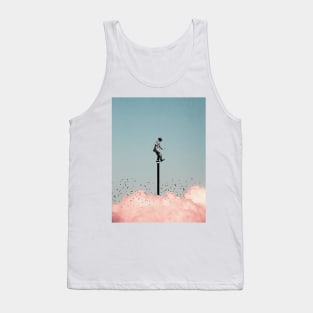 Balancing on one leg above the clouds Tank Top